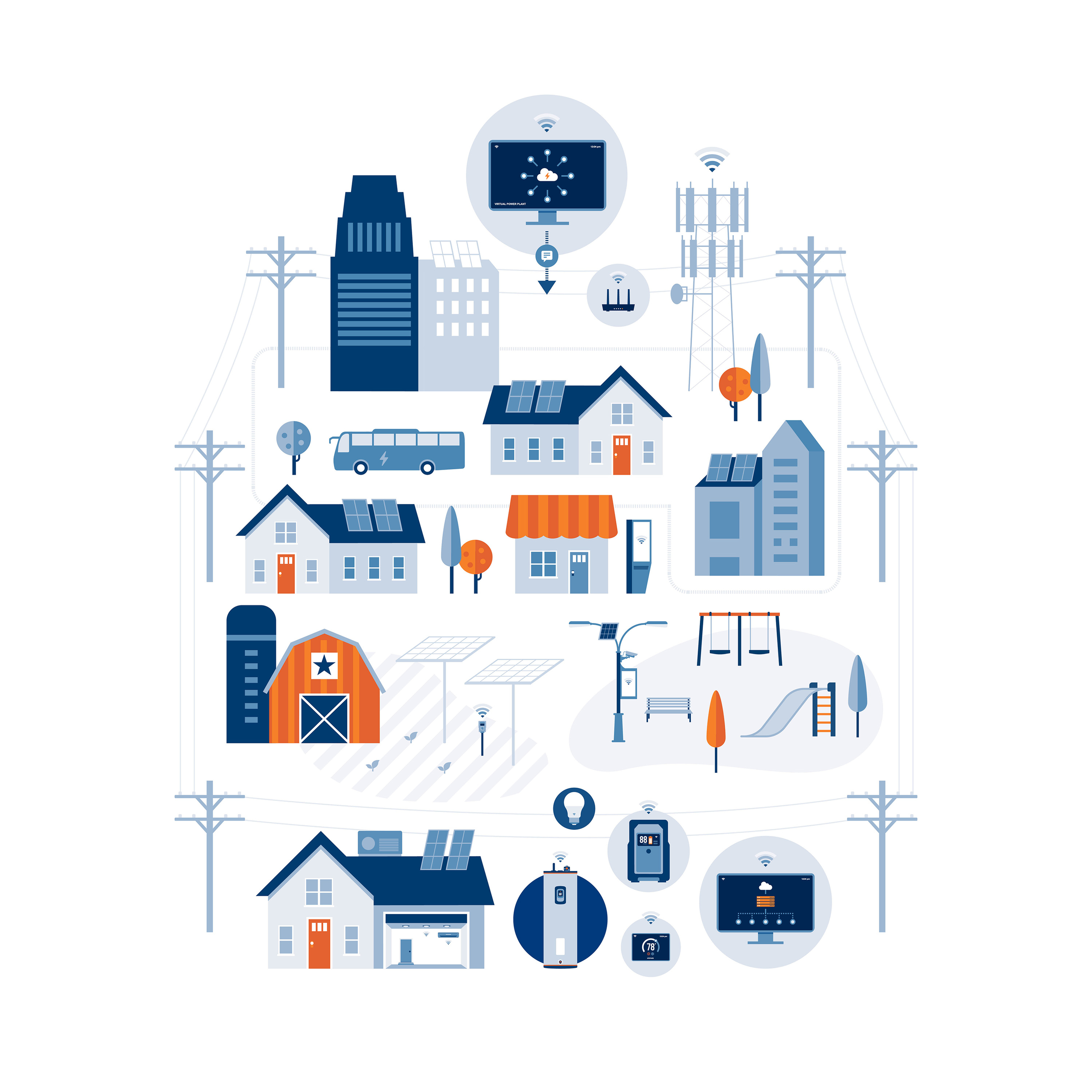 Connected Communities - Emerging Technology - Illustration Connected Communities - Emerging Technology - Illustration